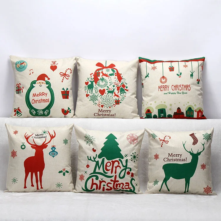 Новый Печатный чехол для подушки Merry Christmas квадратная наволочка 45*45 см льняная MF136