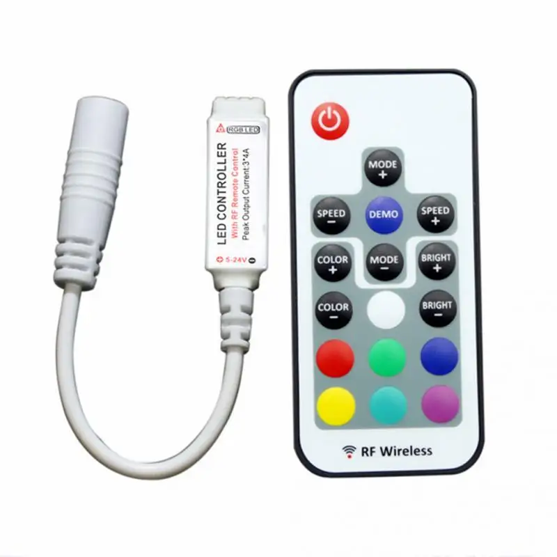 

1PC Mini Colorful RF17 key remote control RF 433 RGB light with light bar LED Controller