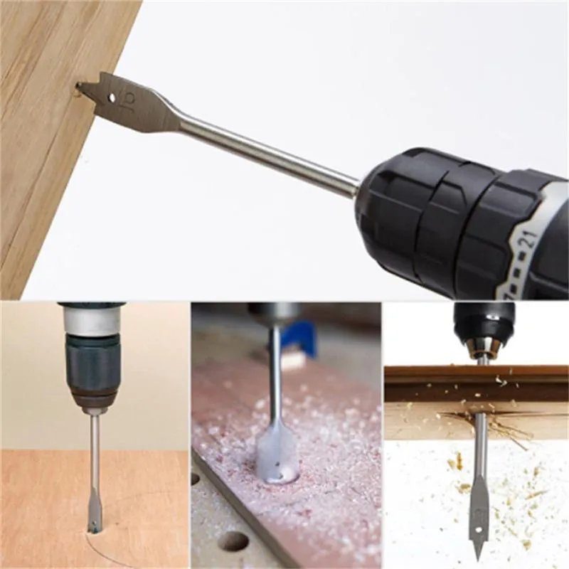 6PCS Flat Wood Drill Bit Carbon Steel Spade Hex Shank Cutter Carpenter Tool Home Living High