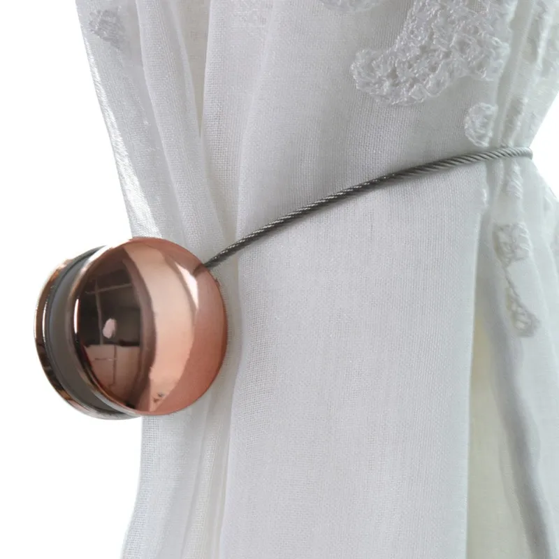

New 1PC Gold Silver Magnetic Curtain Buckle Holder Tie back Round Curtains Holdback Window Curtain Accessories