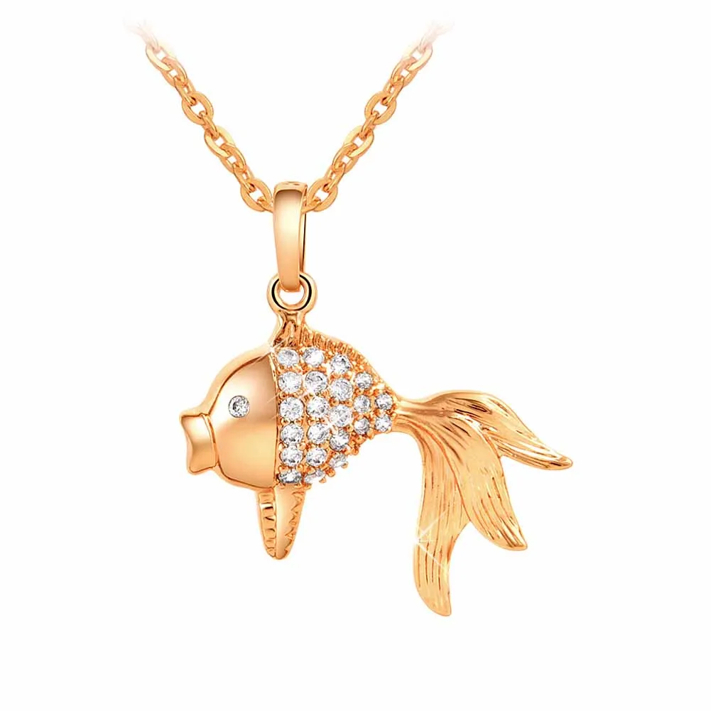 Женские хрустальные золотые рыбки стильные подвесные ожерелья прекрасные Австрийские звенья цепи ювелирные изделия милые модные ожерелья