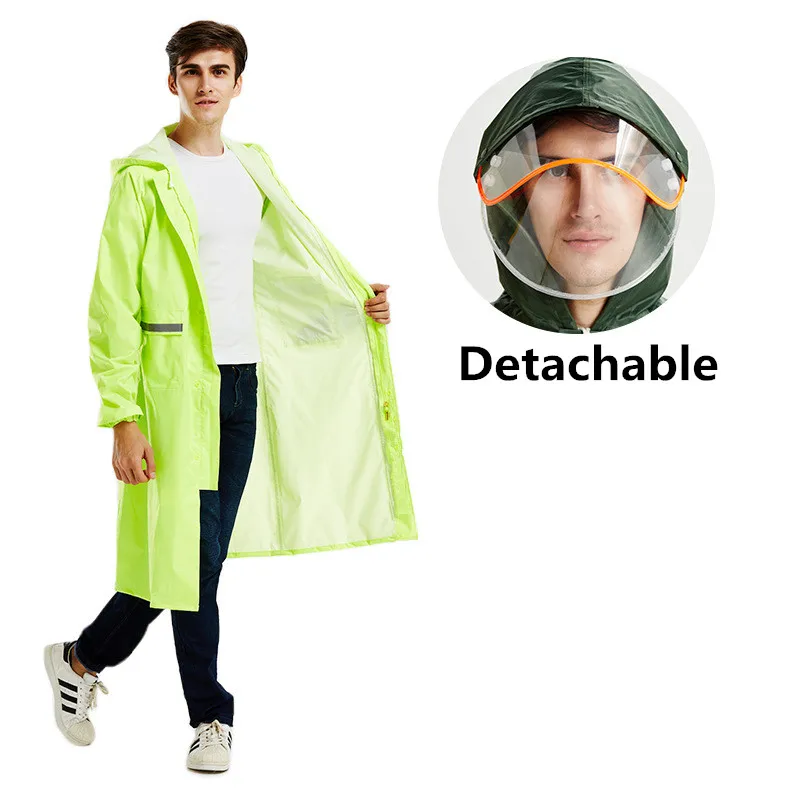 Универсальный дождевик для походов на открытом воздухе, мужской водонепроницаемый длинный плащ, Униформа, стильное плотное пончо для женщин YY023 - Цвет: Светло-зеленый