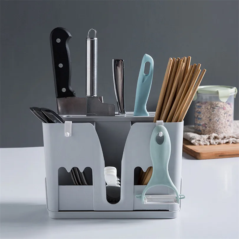 Storage Holders for tableware Kitchen Drying Holder Tray Wall Mounted Spoon Chopsticks Draining Storage Rack #3m15 (4)