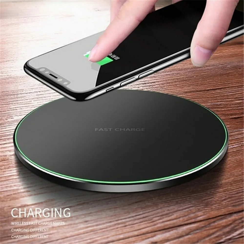 

Round Mini Wireless Charger Mini Charge Pad Quick Charger Base 10W for iPhone X 10 8 Plus Samsung Galaxy J5 S5 S8 Plus Note 8