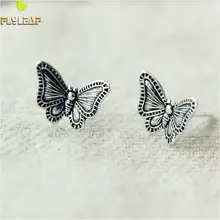 Женские винтажные серьги-гвоздики в форме бабочки с форзацем, новинка, ювелирные изделия из серебра в старом 925 пробы