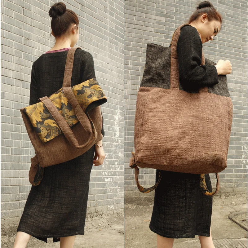 

2017 women large vintage canvas backpacks ladies printed patchwork casual big travel bags original design female bags