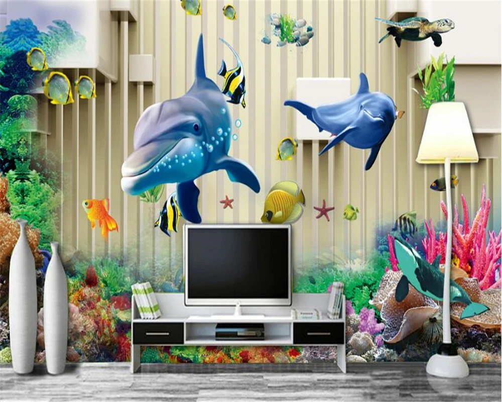 Beibehang Fashion Cantik Wallpaper 3d Ruang Tamu Berbagai Hewan