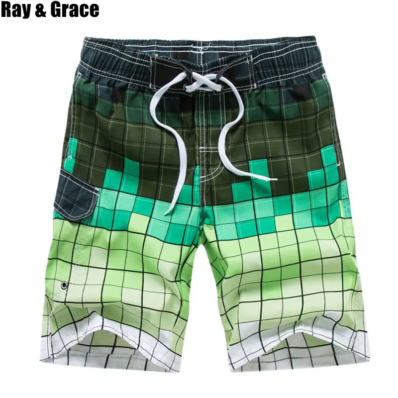 

RAY GRACE Men Beach Shorts Beachwear Bermuda Liner Mesh Swimming Trunks Siwmsuits Surfing Short Bathing Suits Quick Dry Surf