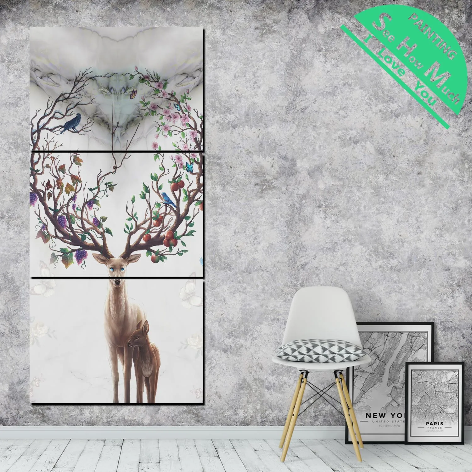 Лучший! 3 Шт. Северный стиль Олень HD Печатных Холст для Живописи Wall Art Украшения для Гостиной Плакат Лучший!