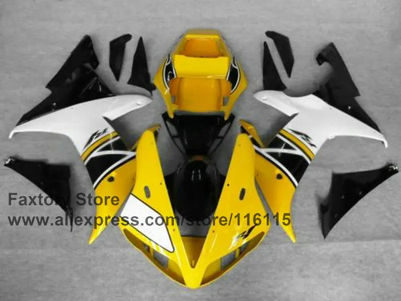 Motomarts полных выдуваний Обтекатели для YAMAHA R1 2002 2003 YZF R1 02 03 белого и желтого цвета послепродажного обтекатель части