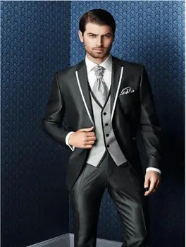 

2019 New Arrival Bespoke Grey Classic Wedding Groom Suit For Men Wedding Tuxedos Groomsmen Best Man Suit (Jacket+Pants+Vest)