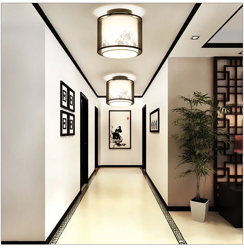 Lâmpada do Teto Luzes de Teto Decoração para Casa Estilo Tradicional Chinês Corredor Quarto Led Tecido Abajur Sala Estar Luminárias 11 para decoração da casa e sala de estar