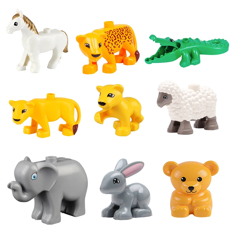 Big Building Blocks Bricks accessory horse crocodile Compatible with Duplo original Animals part children Assemble kid Toys gift