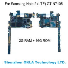 1 шт. используется разблокирована работает хорошо для samsung Note2 N7105 LTE 2G Оперативная память 16G Встроенная память материнская плата материально-доска