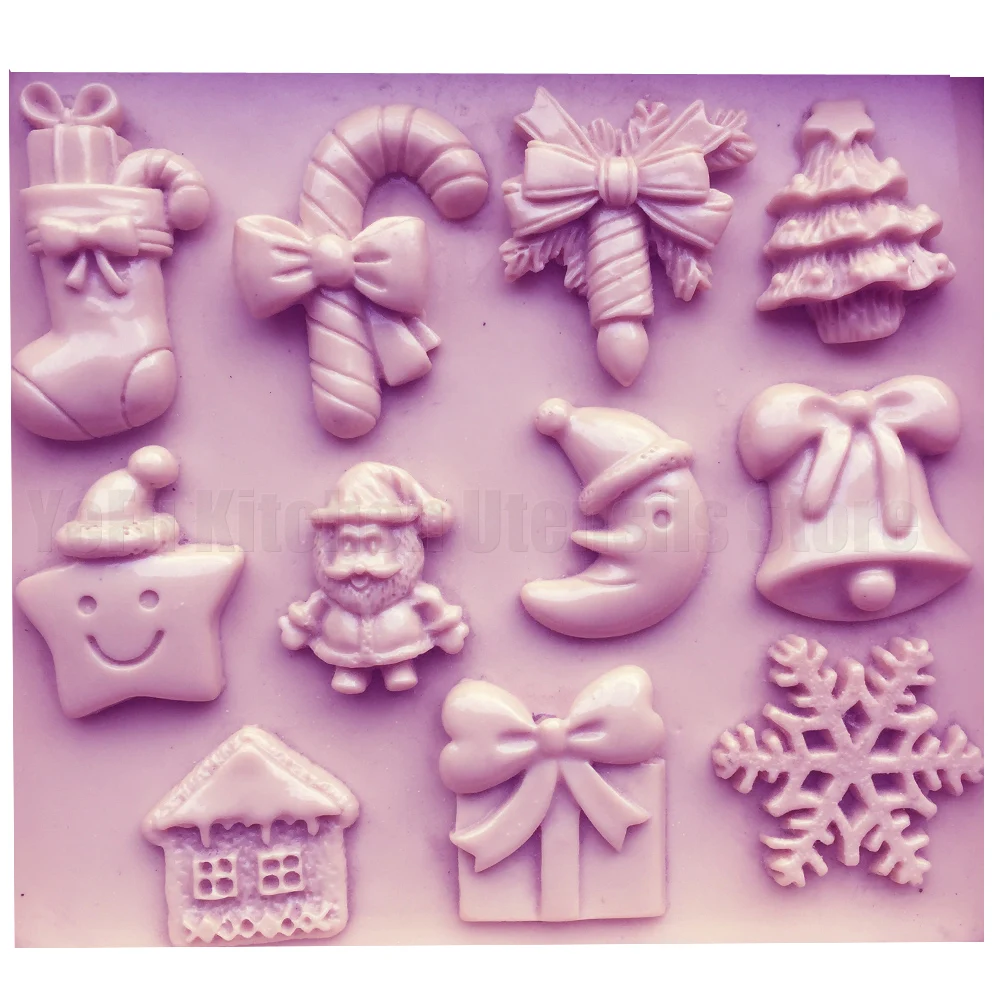 

DIY Christmas Trees Cake Molds snowflake Fondant Chocolate Silicone Mold Candy Moulds Cake Tools SGS Certified T1050