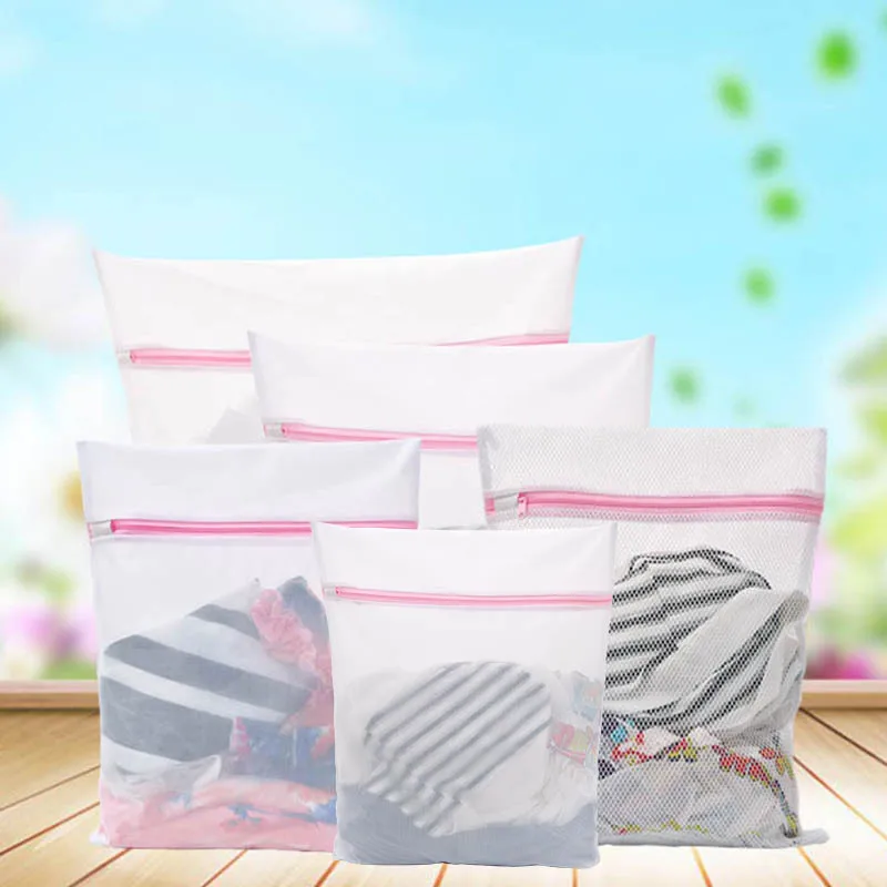 LISM 5 Sizes Zippered Foldable Nylon Laundry Bag Bra Socks Underwear Clothes Washing Machine Protection Net Mesh Bags GL106 | Дом и сад