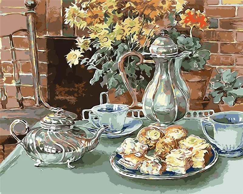 

Litchi and flower oil Painting picture By Numbers Drawing coloring by numbers DIY dessert drawing room decoration kitchen decor