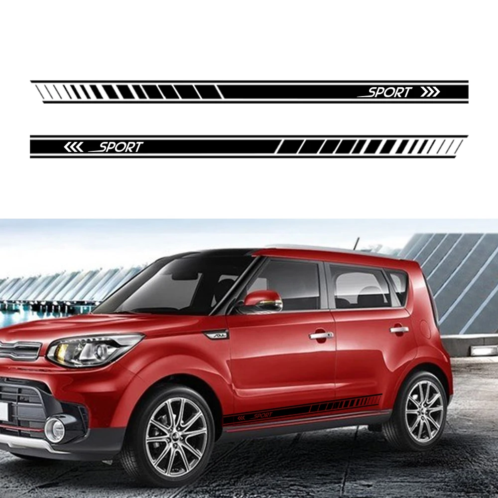 Автомобильные наклейки для Kia Soul автомобильные боковые полосы боковые юбки графические наклейки гоночные спортивные виниловые наклейки на машину 1 пара 2 шт L+ R