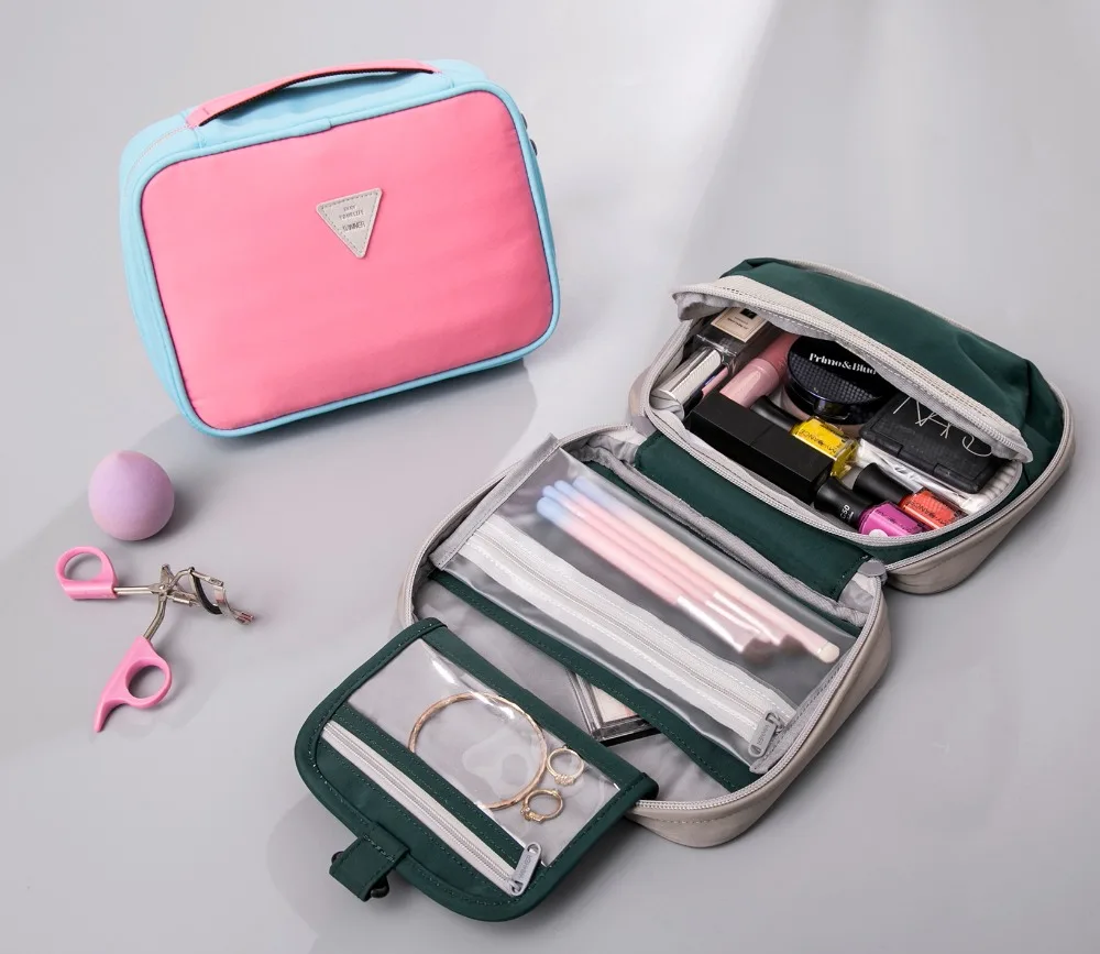 النساء طوي السفر المنظم حقيبة الأزياء فتاة أكياس غسل مجموعات أدوات ماكياج التجميل حقيبة مع هوك أنيقة أكياس التخزين النساء طوي السفر المنظم حقيبة الأزياء فتاة أكياس غسل مجموعات أدوات ماكياج التجميل حقيبة مع هوك أنيقة أكياس التخزين
