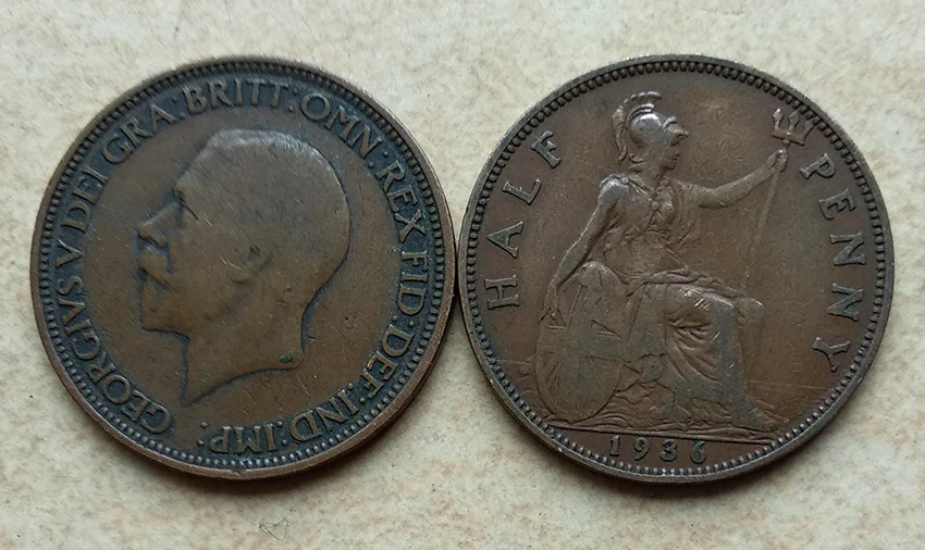 

25mm Half Penny George VI ,100% Real Genuine Comemorative Coin,Original Collection