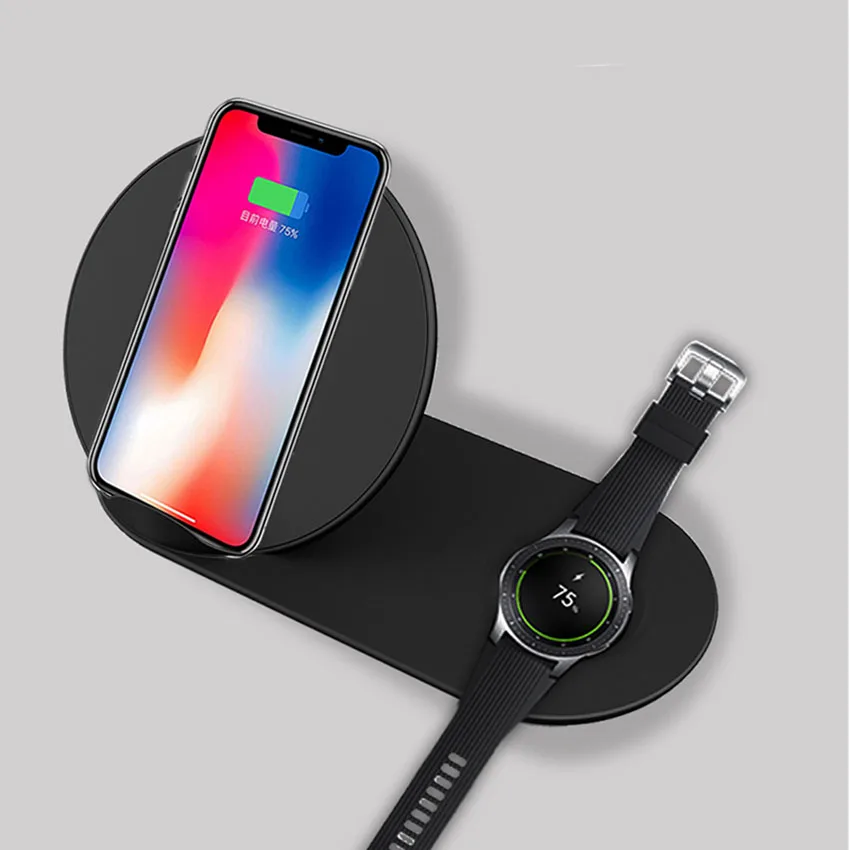 

2 in 1 Fast Charging Qi Wireless Charger for Apple watch 1 2 3 4 For iPhone XS Max X Samsung For Samsung Gear S2 S3 S4 Watch