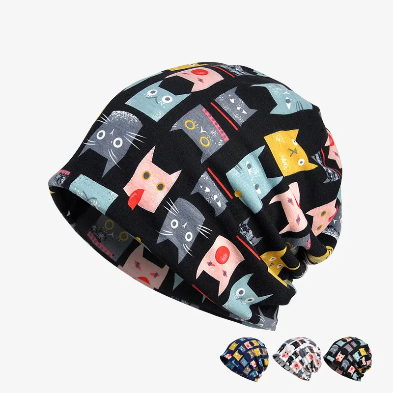 3 цвета унисекс с рисунком кота шапки для туризма Cotton Velvet вязаная Кепки Повседневное воротник шарф маска осенние зимние шапки-бини