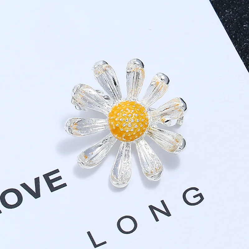 Enamel White Sun Flower Brooches Corsage Daisy Clothes Accessories