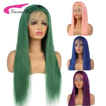 Carina полностью кружевные человеческие волосы парики с детскими волосами Розовый Синий Зеленый Фиолетовый бразильские волосы remy бесклеевые кружевные парики с предварительно выщипанными