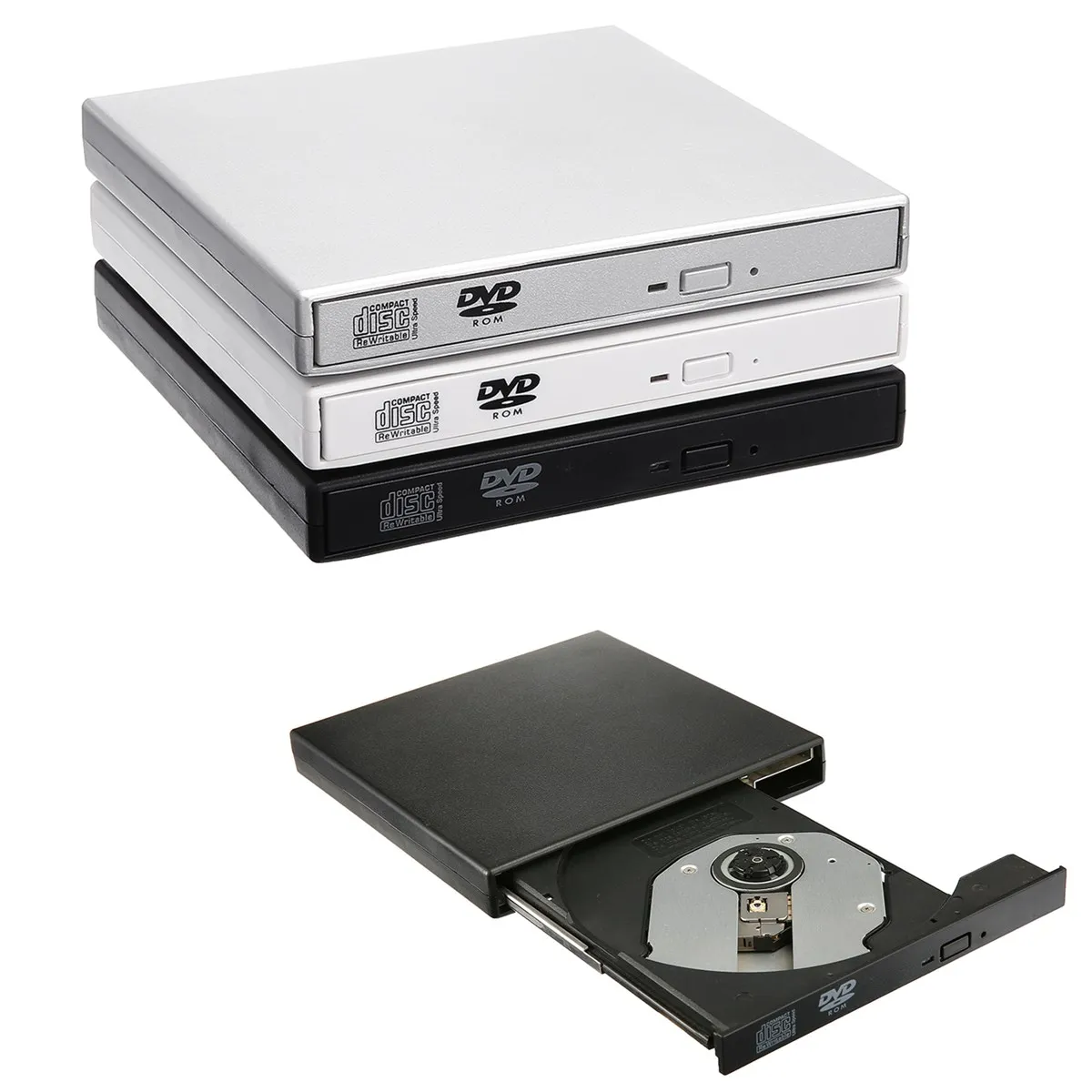 S SKYEE Внешний оптический привод Combo USB 2,0 компакт-дисков/DVD-ROM CD-RW плеер горелки Портативный считыватель Регистраторы для портативных ПК