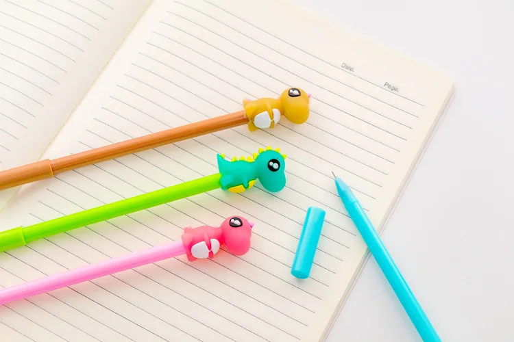 Preta para Escrever Artigos de Papelaria Jonvon Satone Criativo Bonito Colorido Pequenos Dinossauros Neutro Caneta Estudante Atacado 40 Pçs 10 Material escolar e de escritório