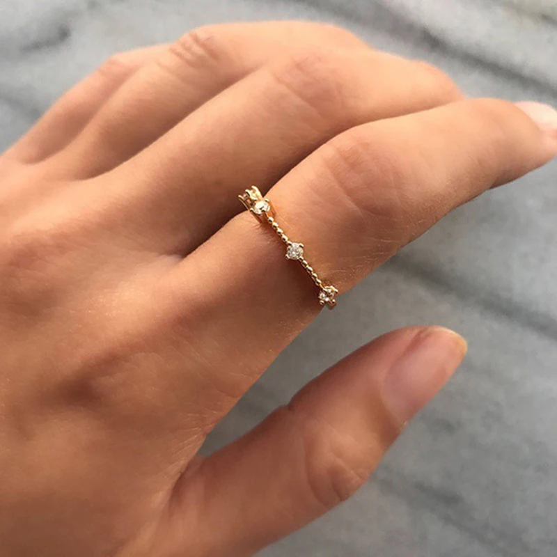 ZHOUYANG нежные кольца для женщин, 4 мини-светильник с кубическим цирконием, цвета: желтый, розовый, серебристый, тонкое кольцо, модное ювелирное изделие KAR306