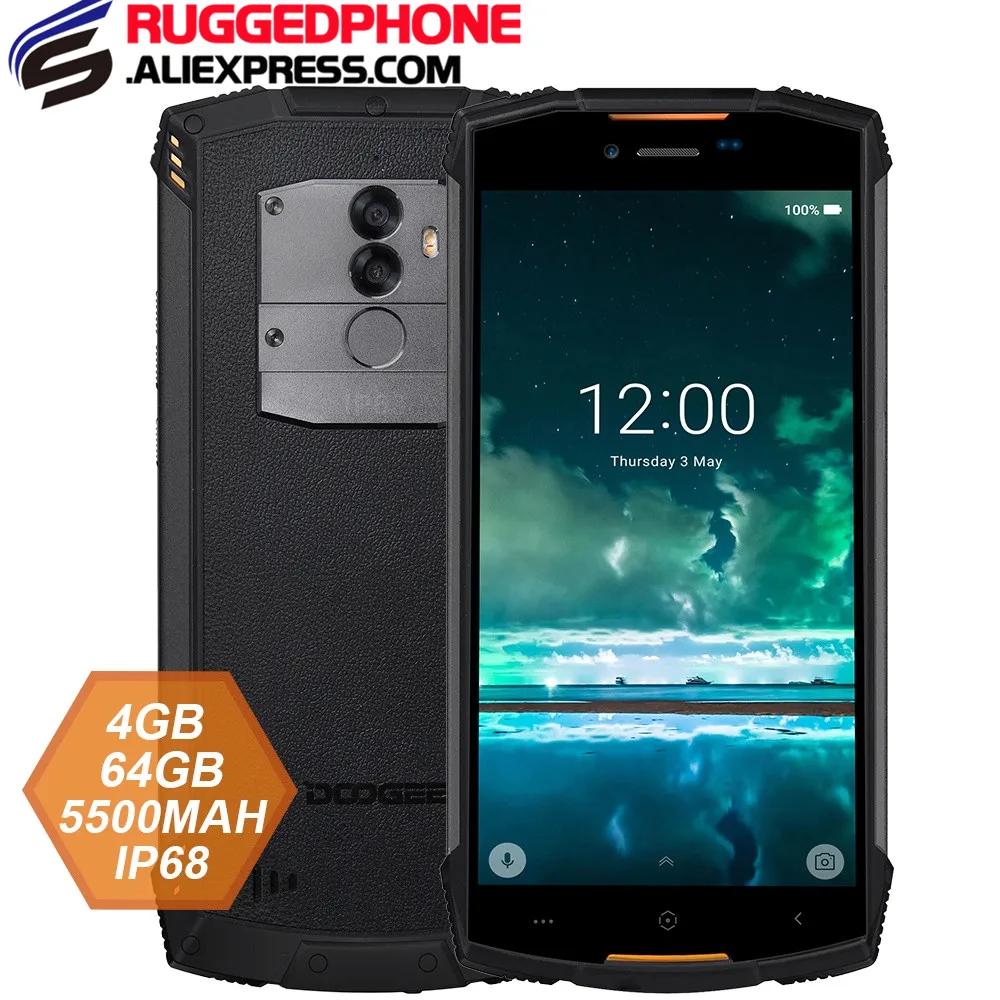 

Original Doogee S55 4G LTE Dual Sim IP68 Smartphone Android 8.0 Octa Core 4G+64G Waterproof Shockproof Phone Fingerprint 5500mAh