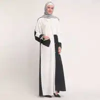 Женские мусульманские Длинные Халат abaya открытый кардиган лоскутное Дубай длинное платье Исламская одежда Турция кимоно Ближний Восток Молитвенное платье Новинка - Цвет: Black White