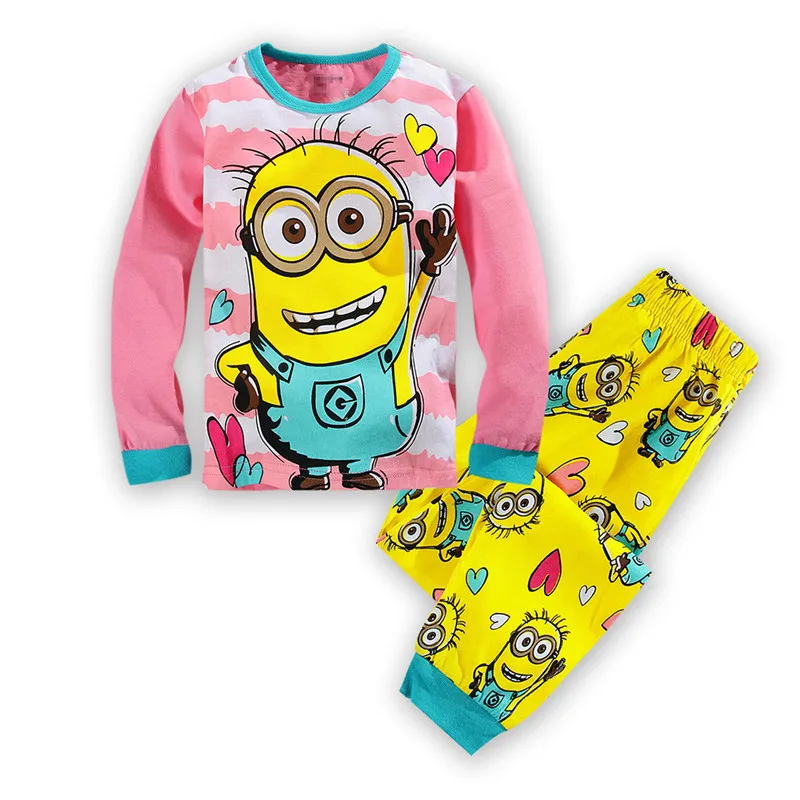Детская Пижама для девочек от 2 до 7 лет зима г., Детские пижамные комплекты домашняя Хлопковая пижама с длинными рукавами и рисунком для девочек - Цвет: style2