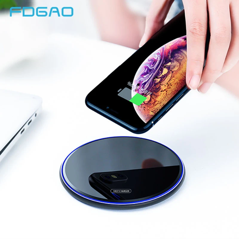 

FDGAO Fast 15W Wireless Charger For iPhone X XR XS 8 Samsung S10 S9 S8 Huawei P30 Pro Xiaomi Mi 9 USB Type C 10W Qi Charging Pad