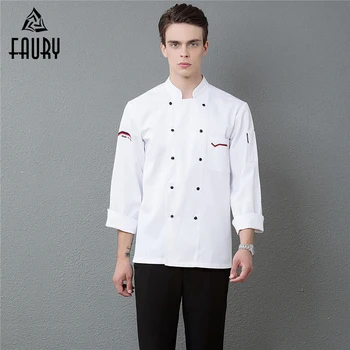 

Unisex Embroidery Chef Cooking Workwear Coat Long Sleeve Cuisine Double Breasted Kitchen Cozinha Catering Waiter Jacket Overalls