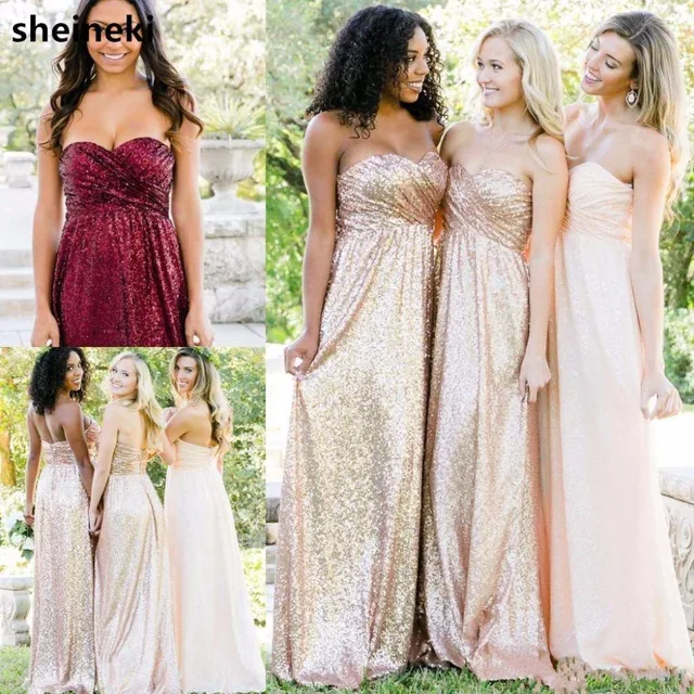Floor Length Gold Bridesmaid Dresses