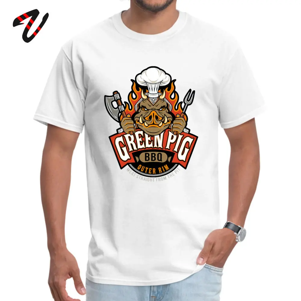 High Quality Student T-shirts Round Neck Short Sleeve All Cotton Green Pig BBQ T Shirt Group Clothing Shirt Drop Shipping Green Pig BBQ -21518 white