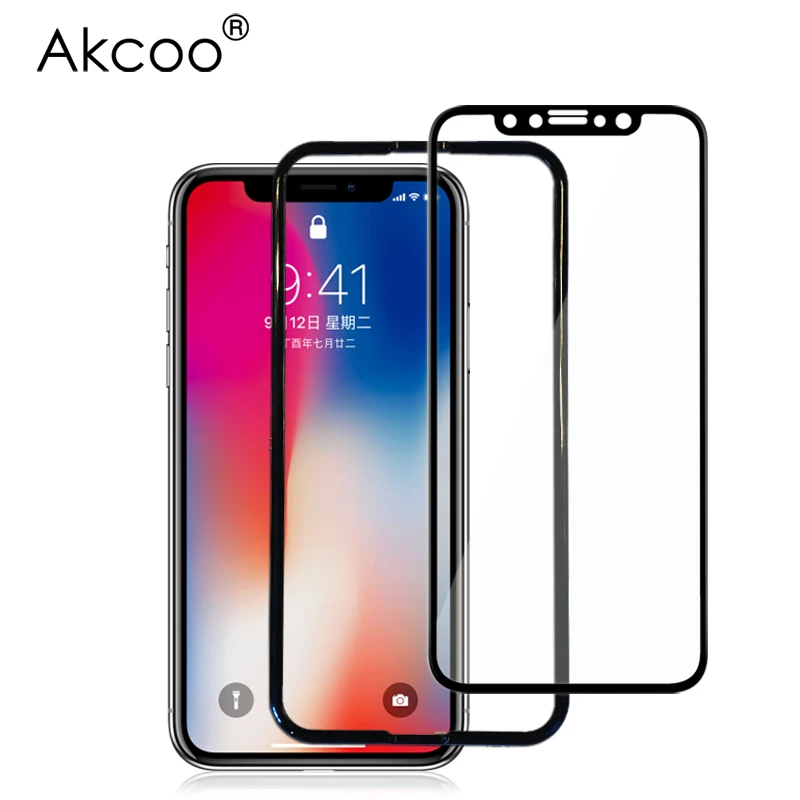 Akcoo for iPhone X Screen Protector with alignment frame 3D curved full
