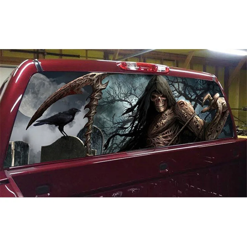 Grim Reaper Cemetery Rear Window Graphic Tint Decal Sticker Truck for Suv Jeep crow 2018 new car Leather Cartoon Decor Sunshade (3)