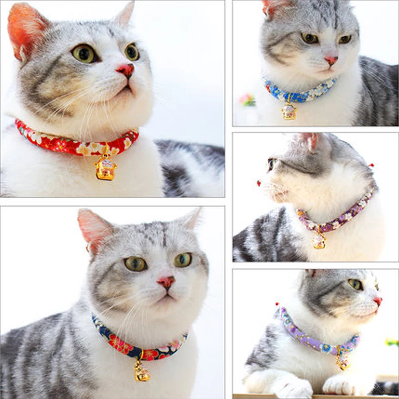 Japanese Style Handmade Adjustable Pets Cat Collars Cotton Soft Puppy Kitten Necklace With Lucky Cat Pendant Collar Japanese Style Handmade Adjustable Pets Cat Collars Cotton Soft Puppy Kitten Necklace With Lucky Cat Pendant Collar