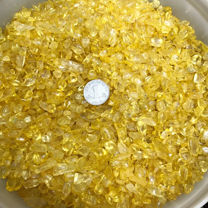 

Natural Additive Color Citrine Crystal Stone Rock Chips Fish Tank Brazil Specimen Wholesale