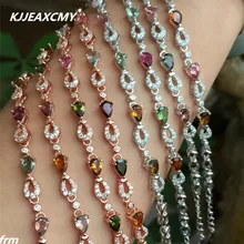 Kjjeaxcmy Fine Jewelry женский браслет Турмалин Геометрическая 925 Серебряный инкрустированные Счетчики Качество фрукты цвета турмалин