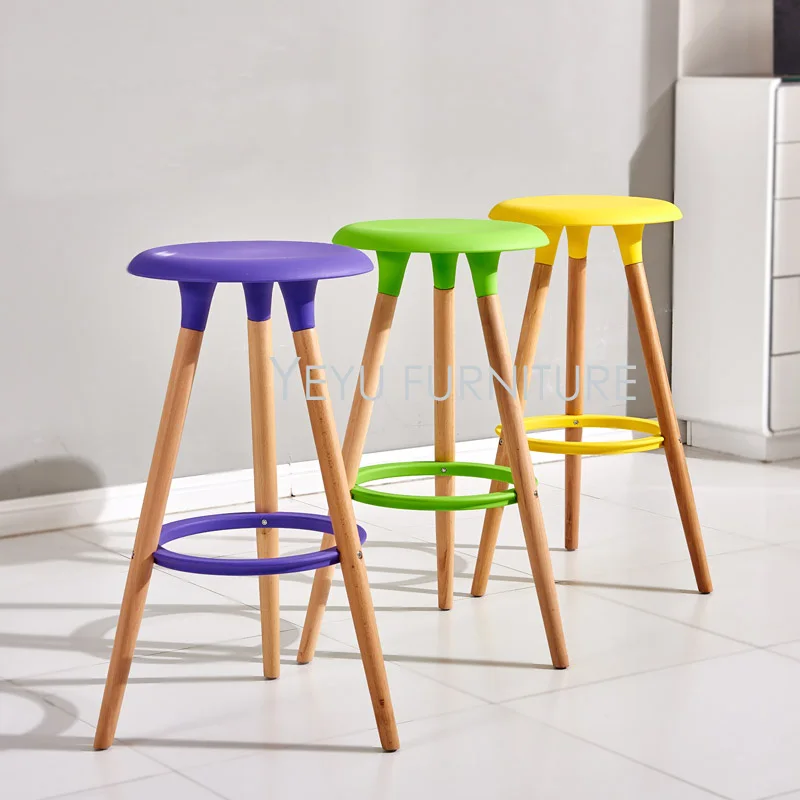 Минималистический современный дизайн пластиковый и твердый деревянный барный стул простой дизайн барный стул набор мебели для гостиной