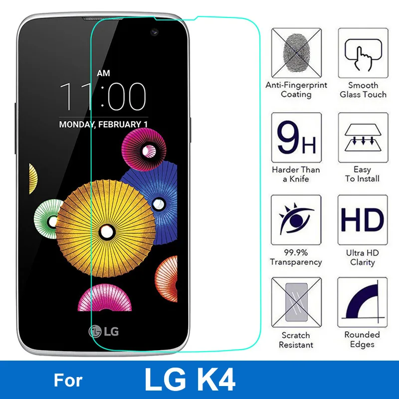 

9H 2.5D Safety Tempered Glass Screen Protector For LG K4 K 4 K120E K121 K130 K130E Anti-explosion Proof Glass Film Guard