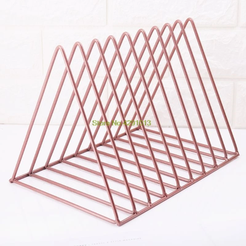 Home Office Metal Iron Storage Rack Desktop Book Magazine Organizer Bookshelf Holder Modern Artistic Geometric Decoration