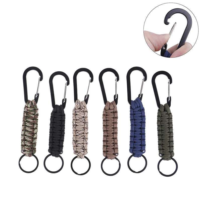 EDC 1PC Outdoor Survival Kit Parachute Cord Keychain Military Emergency Paracord Rope Carabiner