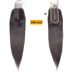 Uneed 2x6 средняя часть закрытия бразильские прямые волосы естественные расширения remy волосы 8-20 дюймов швейцарская шнуровка с детскими