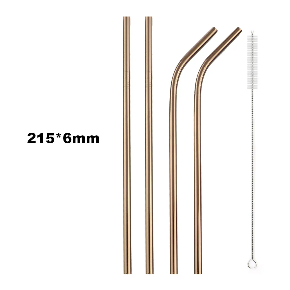 Premium Reusable Stainless Steel Drinking Straws with Cleaning Brush - Eco-Friendly Bar and Party Accessories