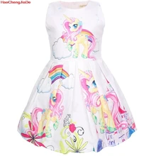 Новое летнее платье принцессы для маленьких девочек с принтом «Маленький Пони», радужные платья для девочек, Хеллоуин вечеринка в честь Дня Рождения, Vestidos, платье для детей